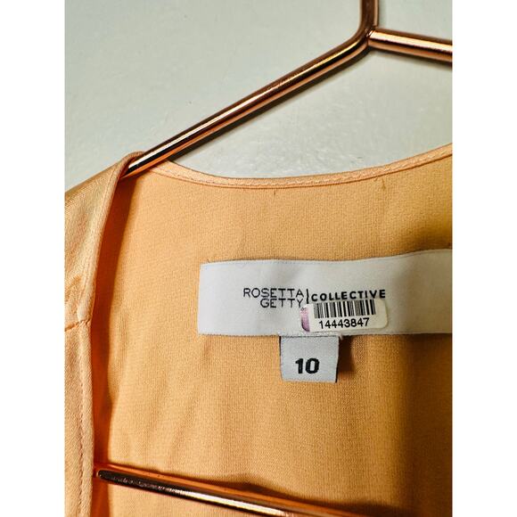 ROSETTA GETTY Peach Satin Sleeveless Scoop Neck Twist Back Shift Dress Size 10 - Picture 7 of 16